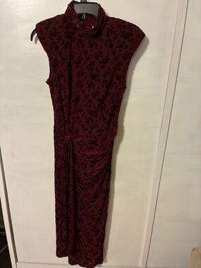 Taylor Sleeveless Velvet Burnout Maxi Dress in Burgundy